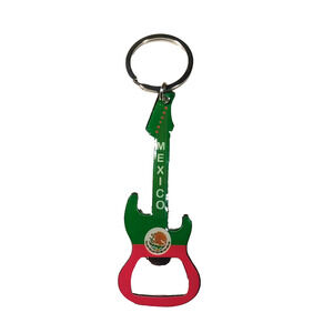 Mexico Metal Guitar Bottle Opener Keychain Red Green souvenir
